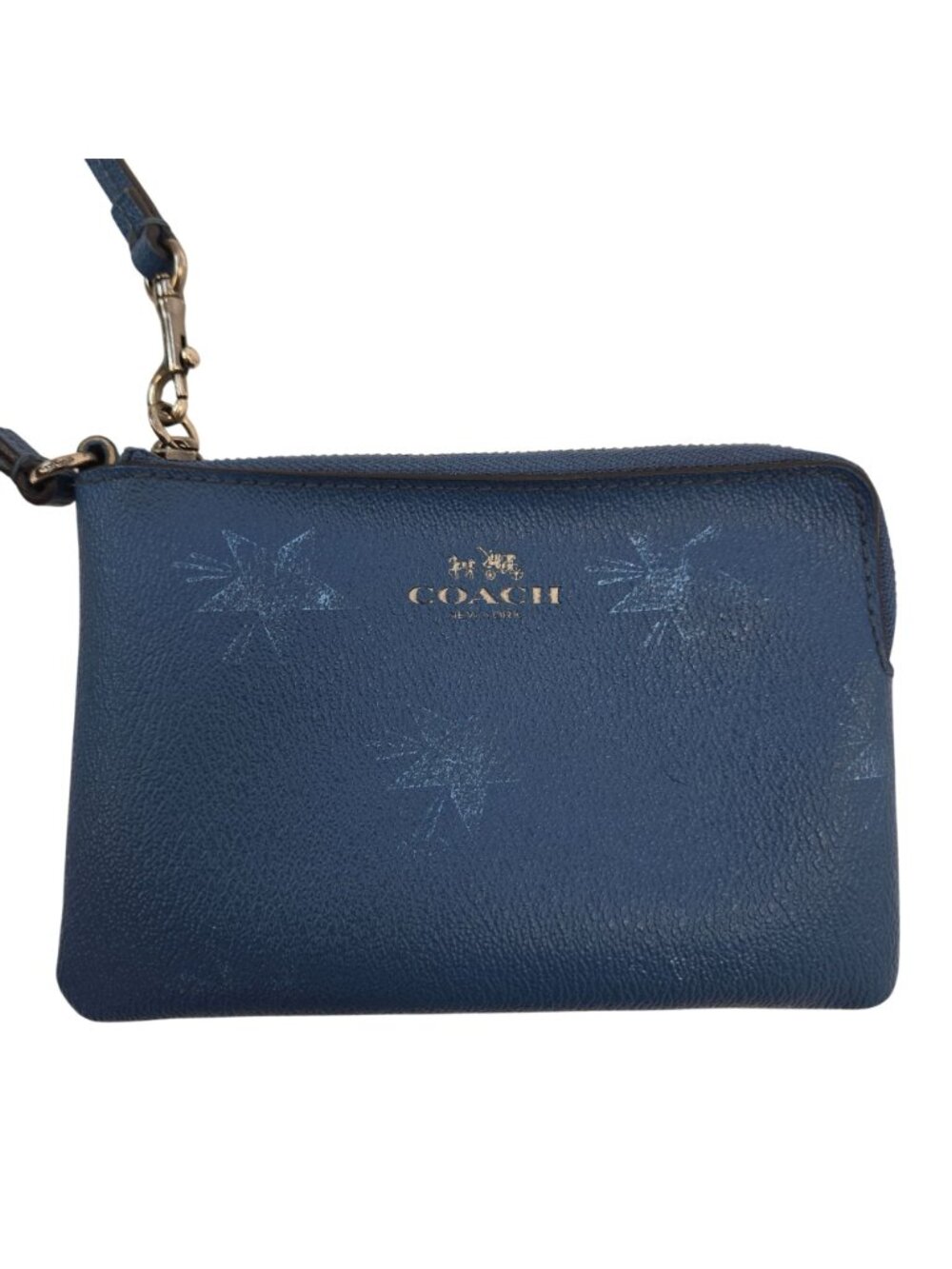 Coach Pebble Leather Metallic Star Print Wristlet - Picture 2 of 5